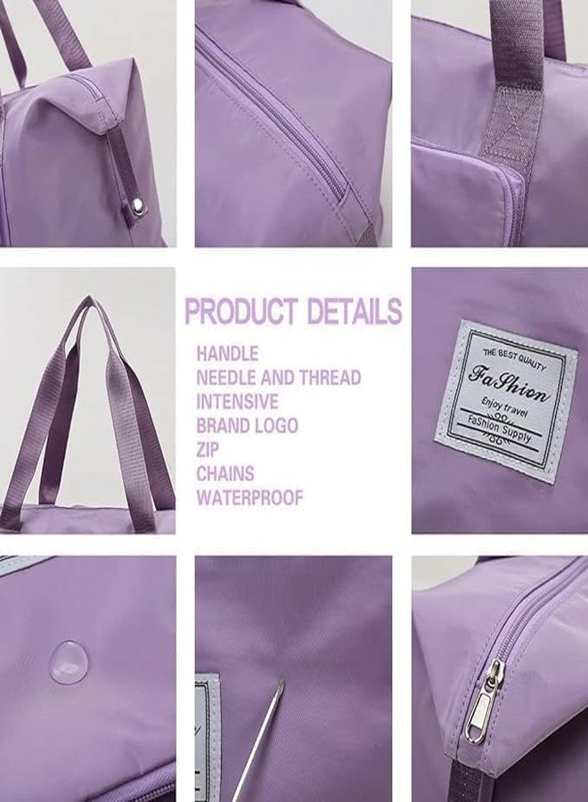 REENTA Waterproof Expandable Travel Duffel Bag - Lightweight, Foldable Weekender Tote for Women - Large Capacity for Travel & Gym (Purple) - Image 4